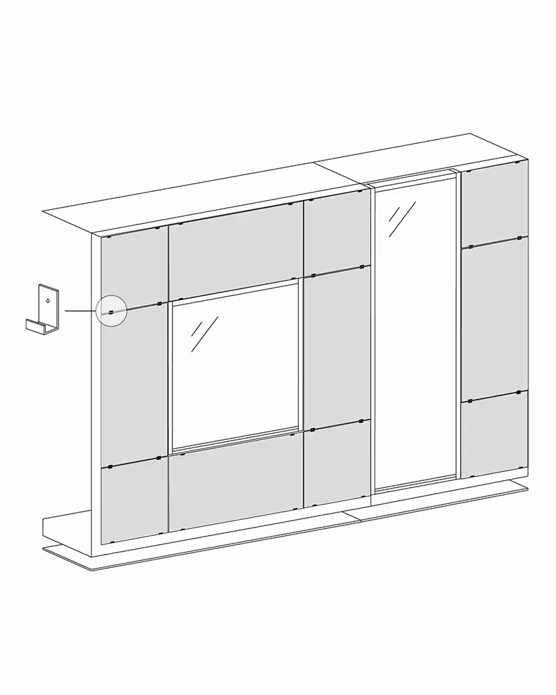 Solar facade application clip detail